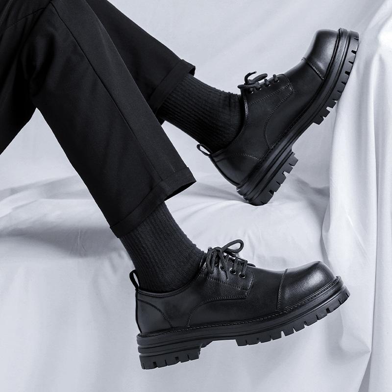 Повседневные британские туфли дерби на платформе, мужские, высокого класса, черные, свадебные, с низким берцем, ботинки Martin 65221-A