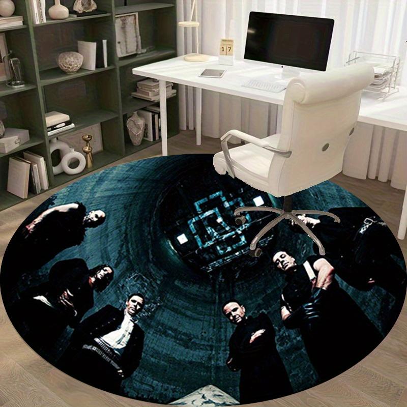 1pc Home Office Outdoor Gift Circular Carpet - Industrial Style Design with Band Logo Print for Living Room, Bedroom, or Patio AreaRC2788