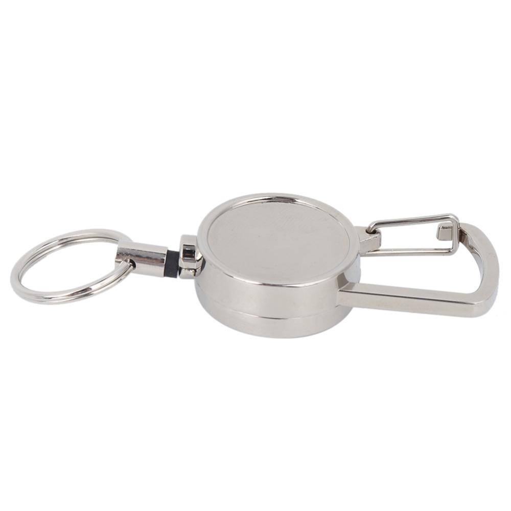 2 Pcs All Metal Key Ring 2.5cm Retractable Keychain Durable ID Badge Holder Camping