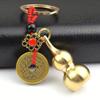 Large Copper Gourd Key Chain With Chinese Feng Shui Coins For Good Luck Fortune