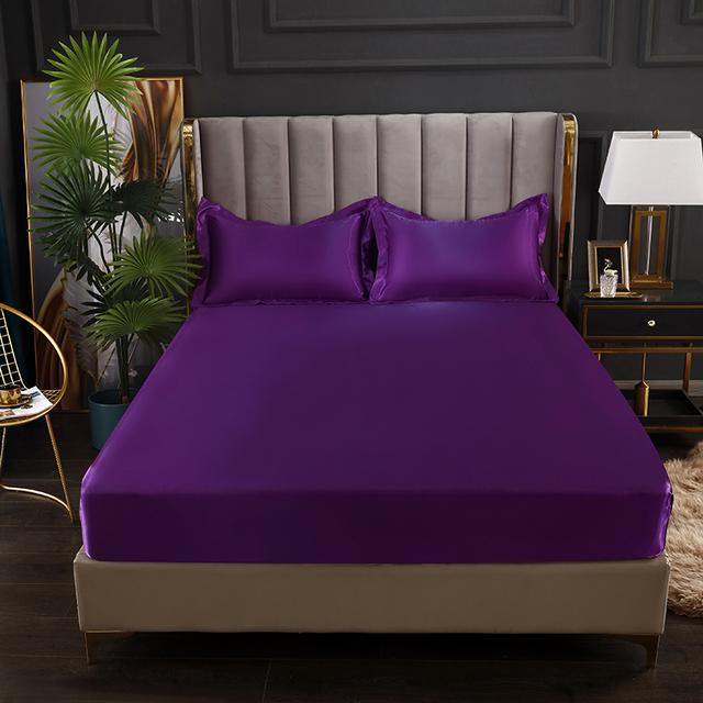 Bed Sheet Home Textile Three-piece Set Home High-end Solid Color Satin Silk Bed Sheet Mattress Cover Elastic Band Bed Sheet Bedding