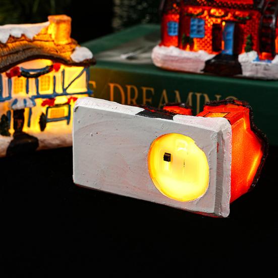 Рождественский орнамент дома Микро-пейзаж Смола светящийся орнамент снежного домика для праздничного украшения домашнего стола