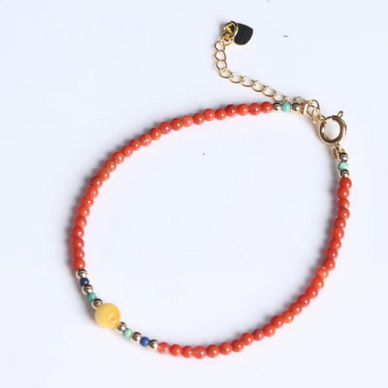 Подвеска-ожерелье из красного агата и бирюзы - Элегантный модный чокер для женщин