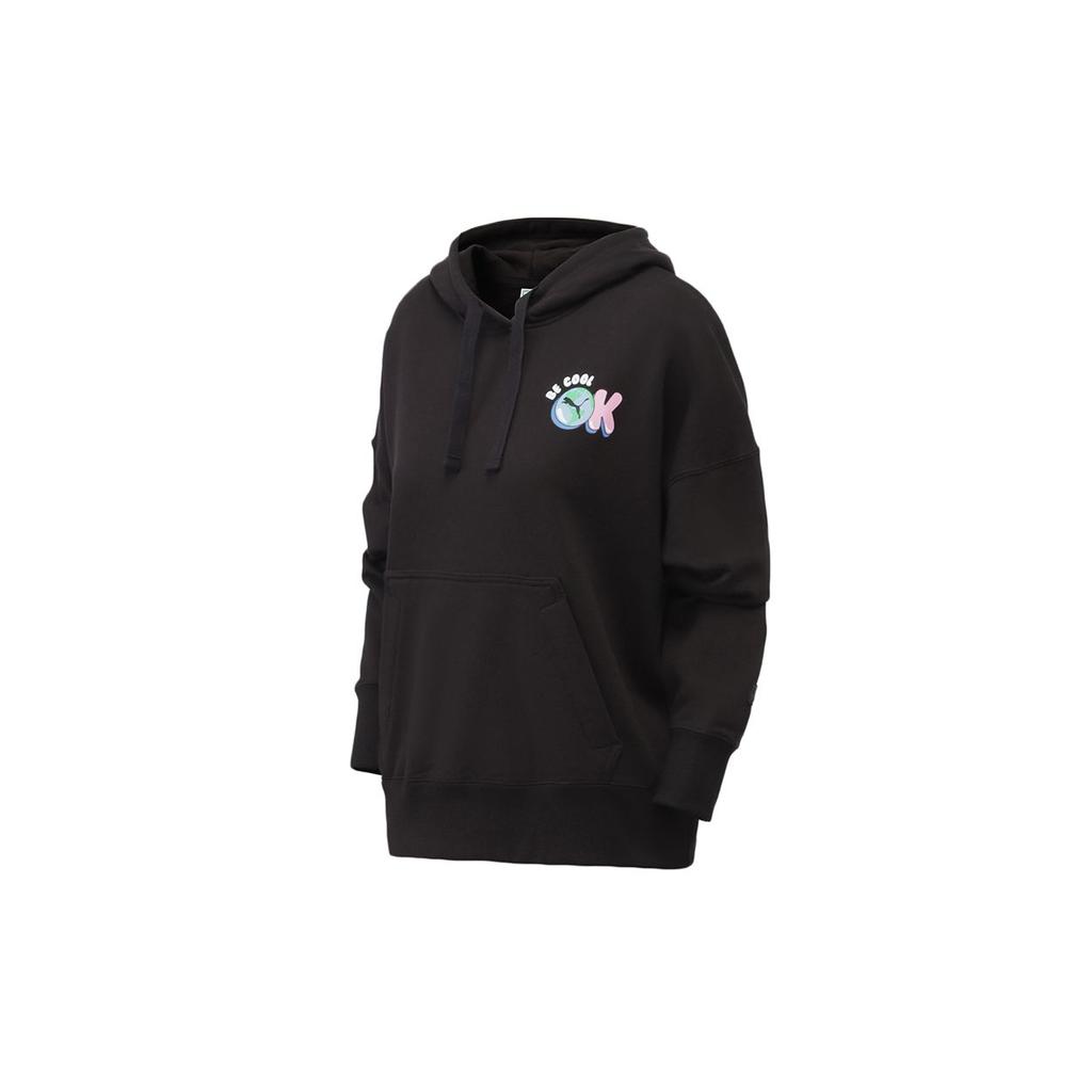 Puma Downtown Graphic Hoodie Women Tops Black 531437-01