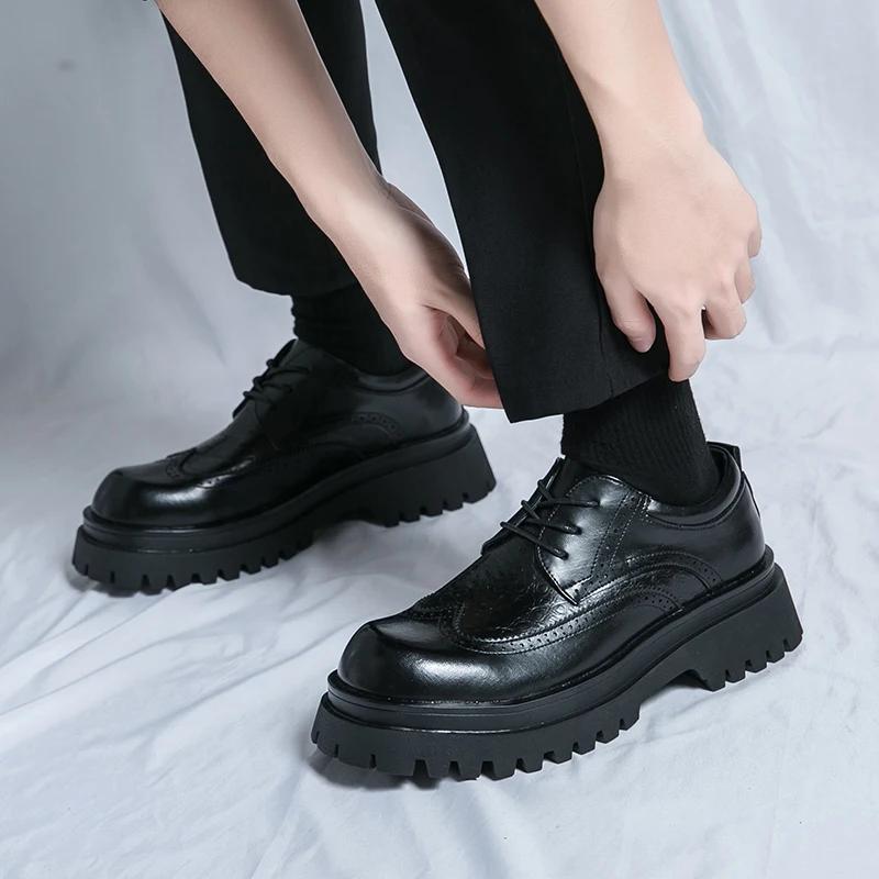 Мужская обувь свадебная обувь на толстой подошве со шнуровкой оксфордские туфли мужские стильные мужские туфли для парикмахеров люксовый бренд кожаная модная обувь для мужчин