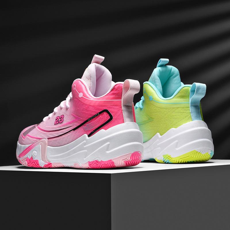 2025 New Shock-absorbing and Wear-resistant Actual Combat Mandarin Duck Basketball Shoes Men's and Women's Fashion Thick-soled Non-slip Casual Spo