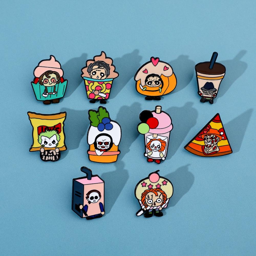 Мультяшная Креативная Брошь на Хэллоуин Персонаж Фильма Ужасов Клоун Бензопила Кукла Ужасов Металлический Значок