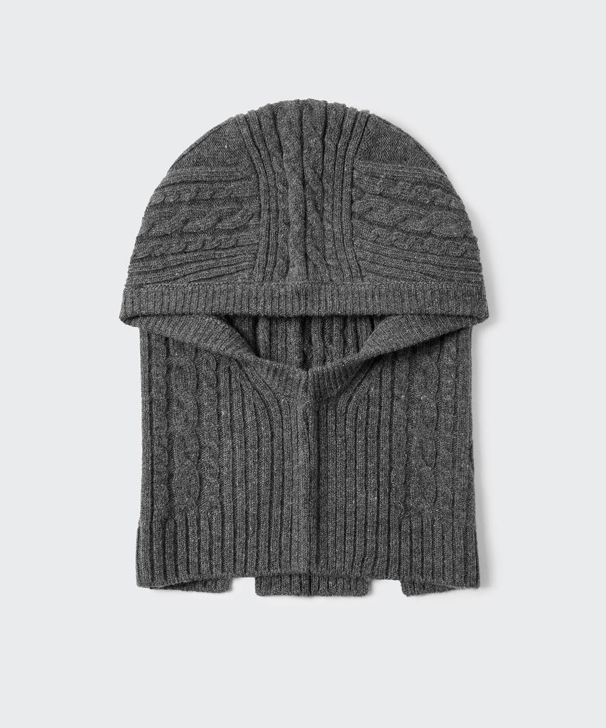 MUSINSA STANDARD Lambswool Cable Knit Balaclava [Medium Grey]