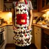 Canvas Apron with Multi-Pockets Egg Gathering Apron for Farm Home Adjustable Waist Fun Rooster Print Utility Apron for Gardening Cooking