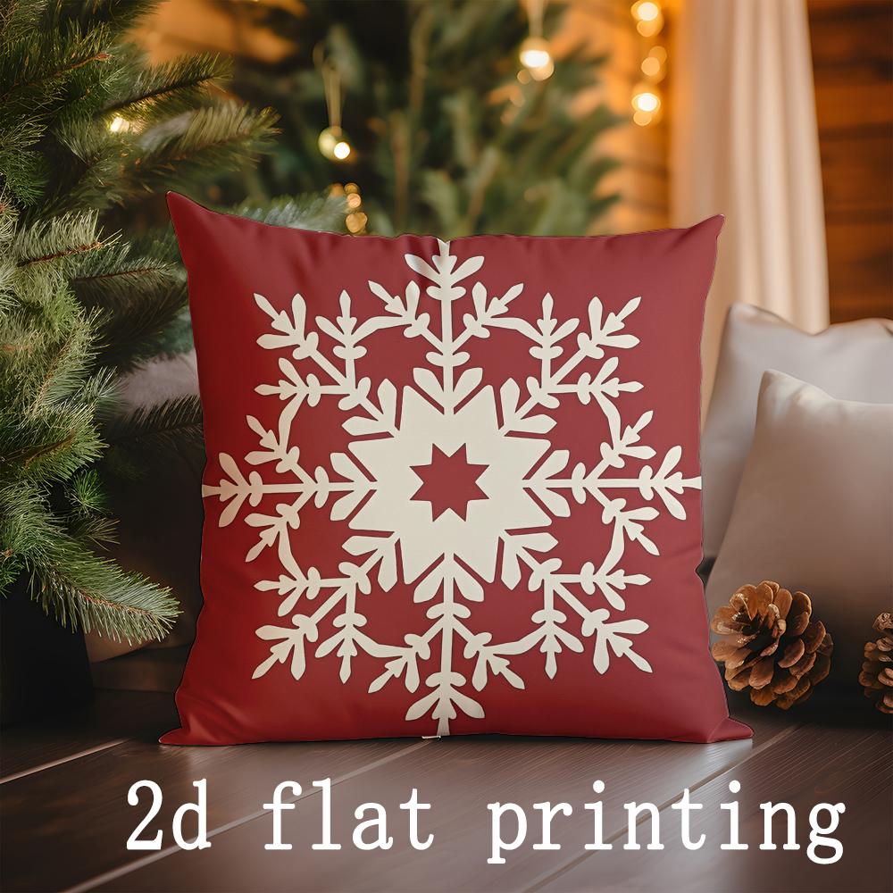 Home Decor Christmas-themed Snowflake & Checker Pillow Covers Pattern Cushion Cover Suitable for Sofa Bedroom Car Pillow Cover