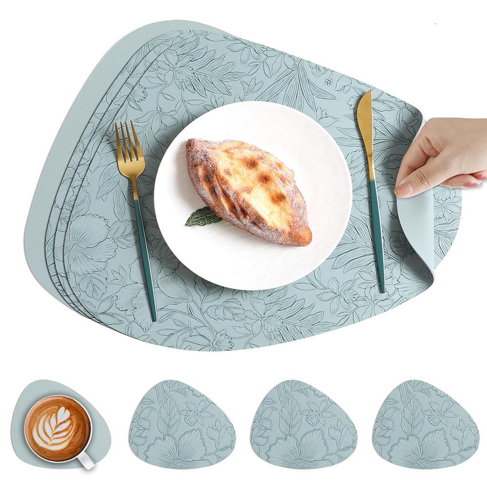 Wind carved water drop leather placemat waterproof and oil-proof thermal insulation mat anti-scalding thermal insulation mat hotel western food mat