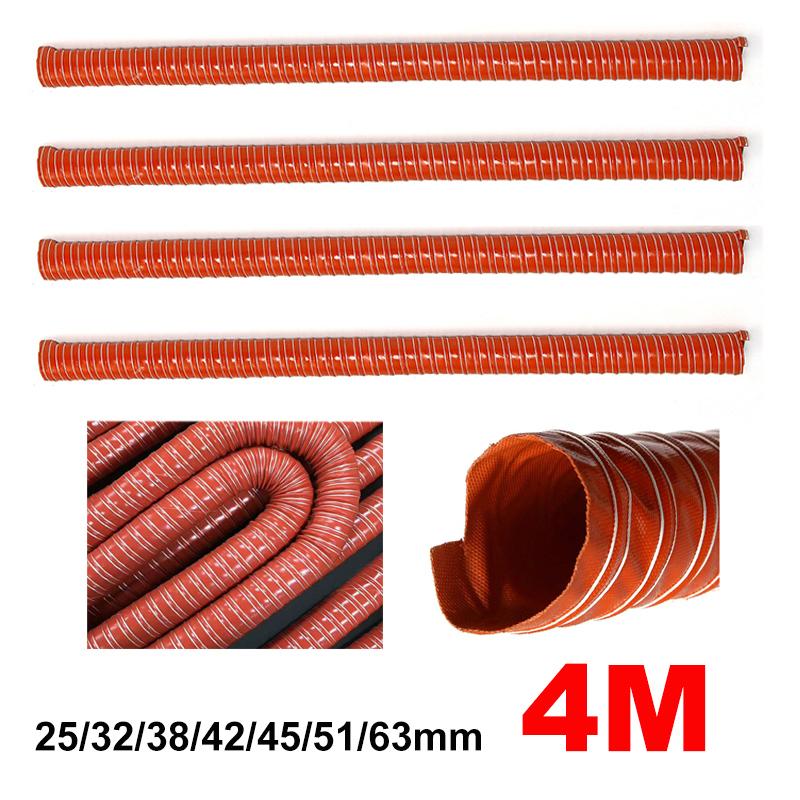 4M 157" Car Hood Air Intake Pipe Air Ducting Hose Heat Resistant Temperature Resistance Flexible 25/32/38/42/45/51/63mm