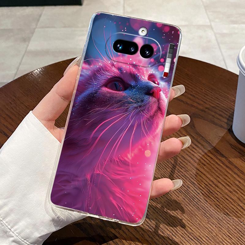 Гелевый чехол для Nothing Phone 4A Capa Coque Прозрачный силиконовый мягкий ТПУ задняя крышка Милый кот Кролик Сердце Защитный чехол Fundas