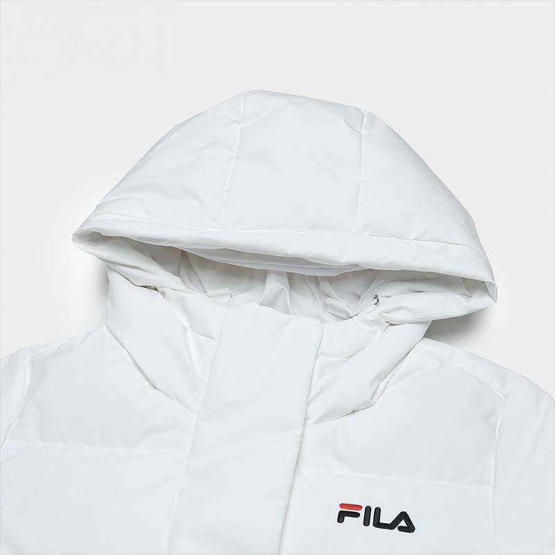 Fila FW23 Длинная Модная Повседневная Свободная Пуховая Куртка с Капюшоном Женская верхняя одежда Стандартный-Белый F11W349924F
