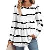 Women's Casual Fashion Long Sleeve Shirt Striped Tunic Top