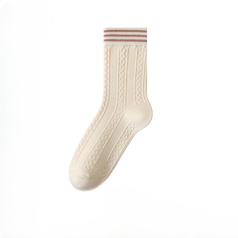 Женские осенне-зимние толстые теплые конопляные полосатые гольфы