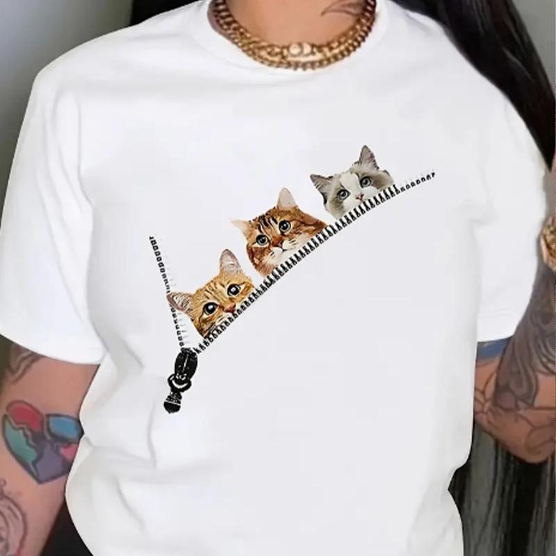 Модная женская футболка с забавным котом в стиле хип-хоп и певицей, забавная повседневная футболка с круглым вырезом и короткими рукавами, летняя женская футболка