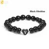 26 Letter A-Z Initial Heart Shape Crystal Bracelets Real Natural Stone Beads Amethysts Obsidian Sodalite Bracelet for Lover H283