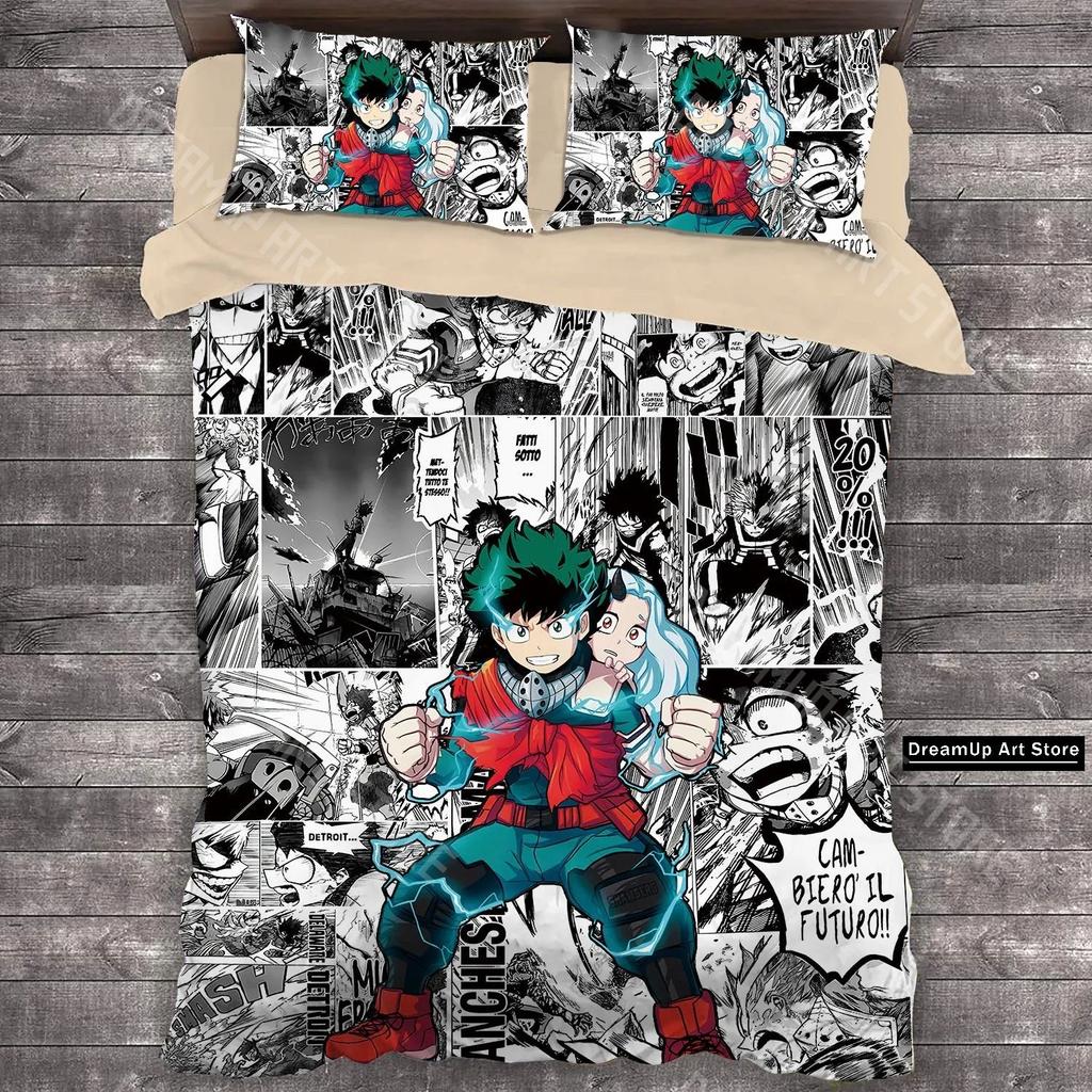 3D Print MANGA Anime My Hero Academia Bedding Set Boys Girls Twin Queen Full Size Duvet Cover Pillowcase Bed Adult Bedroom
