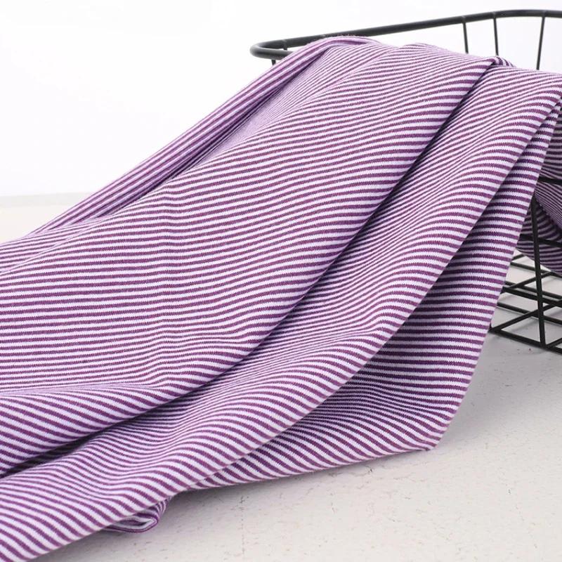 100% Cotton Knitting Elastic Fabric Wide 1mm Stripe DIY Sewing Clothing Cloth 100x170cm 100% Tissu Hometextile Tela Sewing