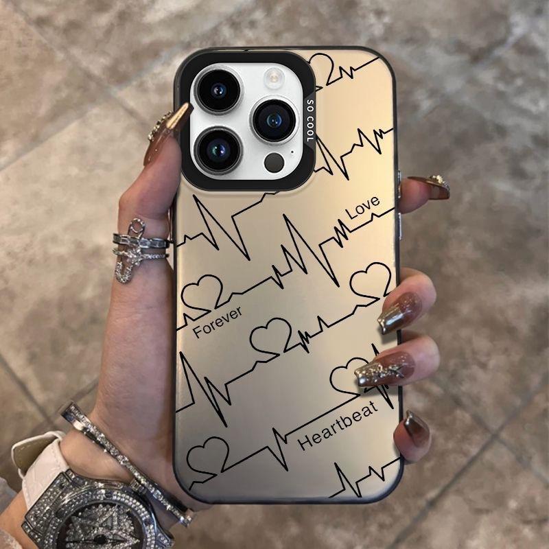 Чехол для мобильного телефона Love ECG подходит для Apple 16promax 15plus цвет серебристый IMD14 простой 13Pro.