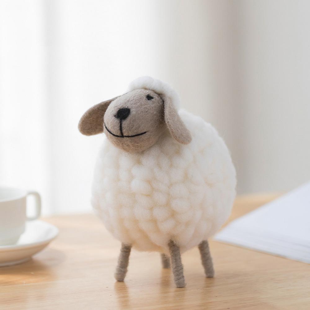 Wool Holiday Christmas Felt Sheep Figurines Party Supplies Statue Miniature Home Decoration