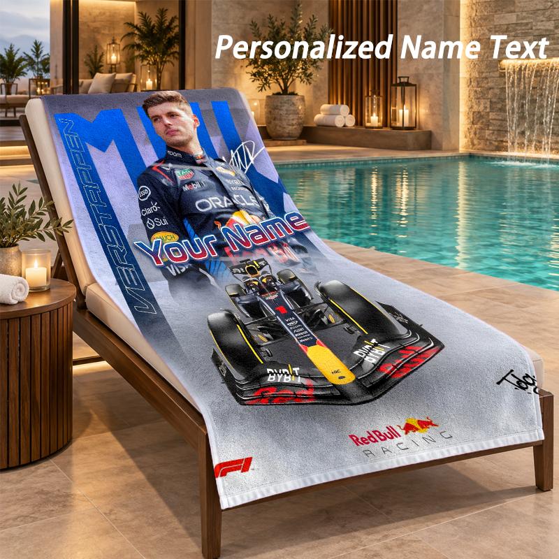 Custom Text Max Verstappen Print Beach Towel Large Towel For Home Bathroom Beach