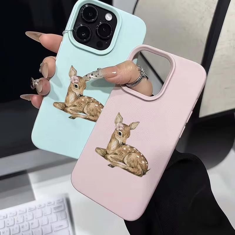 Винтажный чехол для телефона с дизайном коричневого оленя для iPhone 17 16 15 14 13 12 11 Pro Max XS XR Plus 15Pro 16Pro Эстетичный мягкий ТПУ чехол