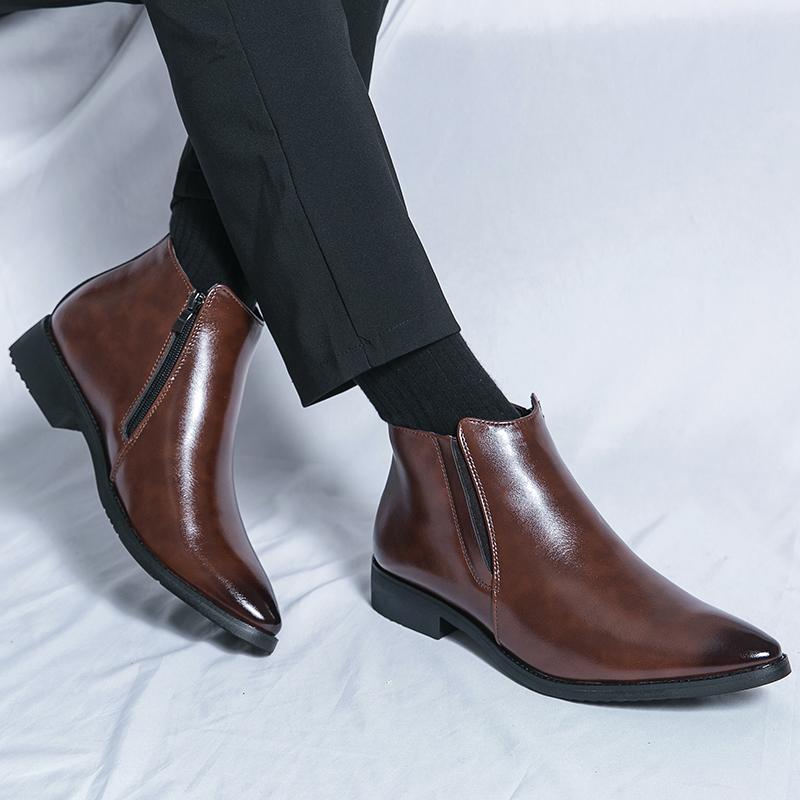 Men’s Motorcycle Boots Retro Street Style Dress Chelsea Boots Tuxedo Wedding Men Fashion Ankle Boots