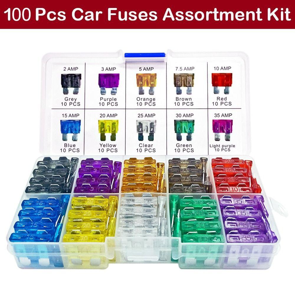Набор 100 шт. автомобильных предохранителей повышенной прочности, ассорти, коррозионностойкий набор предохранителей, автомобильные предохранители, универсальный