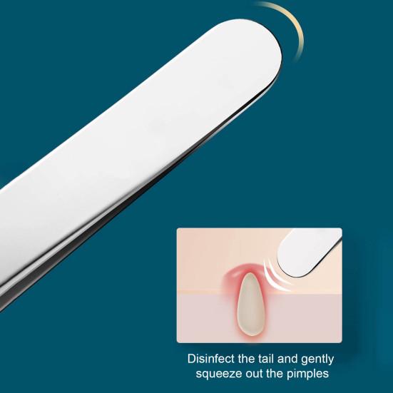 Очень тонкий Нет. 5 пинцетов из нержавеющей стали для удаления угрей и черных точек для ухода за кожей, экстрактор черных точек с 10-кратным увеличительным стеклом, щадящий инструмент для удаления угрей