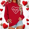 Женский повседневный пуловер с круглым вырезом и длинным рукавом с принтом ко Дню святого Валентина