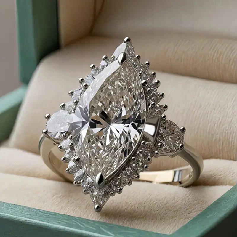 European and American New Horse Eye Proposal Zircon Ring for Women, Elegant, High End, Light Luxury Zircon Accessories