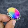 Rainbow Solar Quartz Gemstone 925 Sterling Silver Jewelry Ring Size 7.5 M-2773
