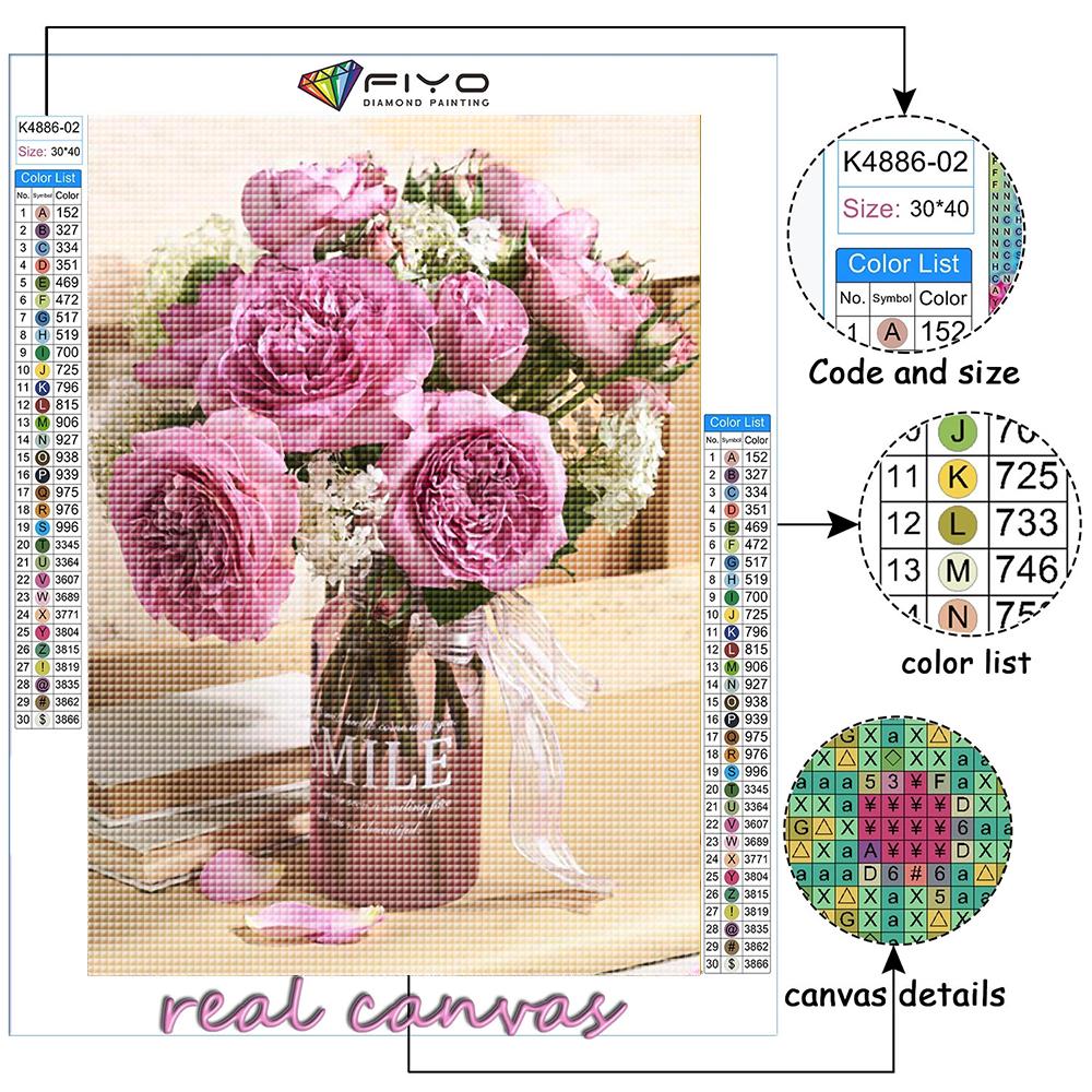 5D DIY Алмазная картина Розовые розы Вышивка крестиком Алмазная художественная вышивка Мозаика Домашний деко