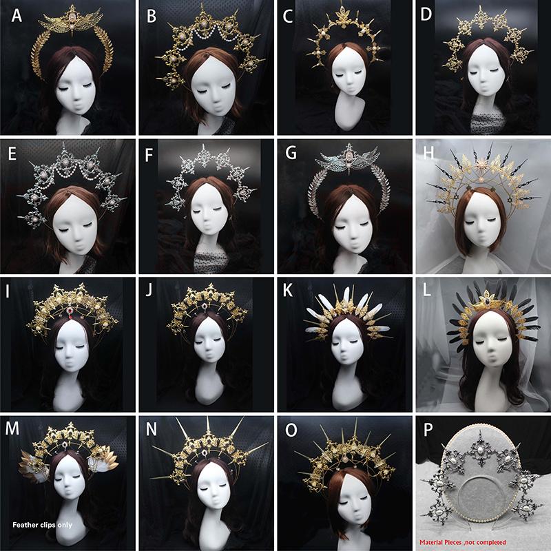 16Styles Lolita Virgin Mary Baroque Tiara DIY Material Package Gorgeous Gothic Vintage Church Halo Crown Headband