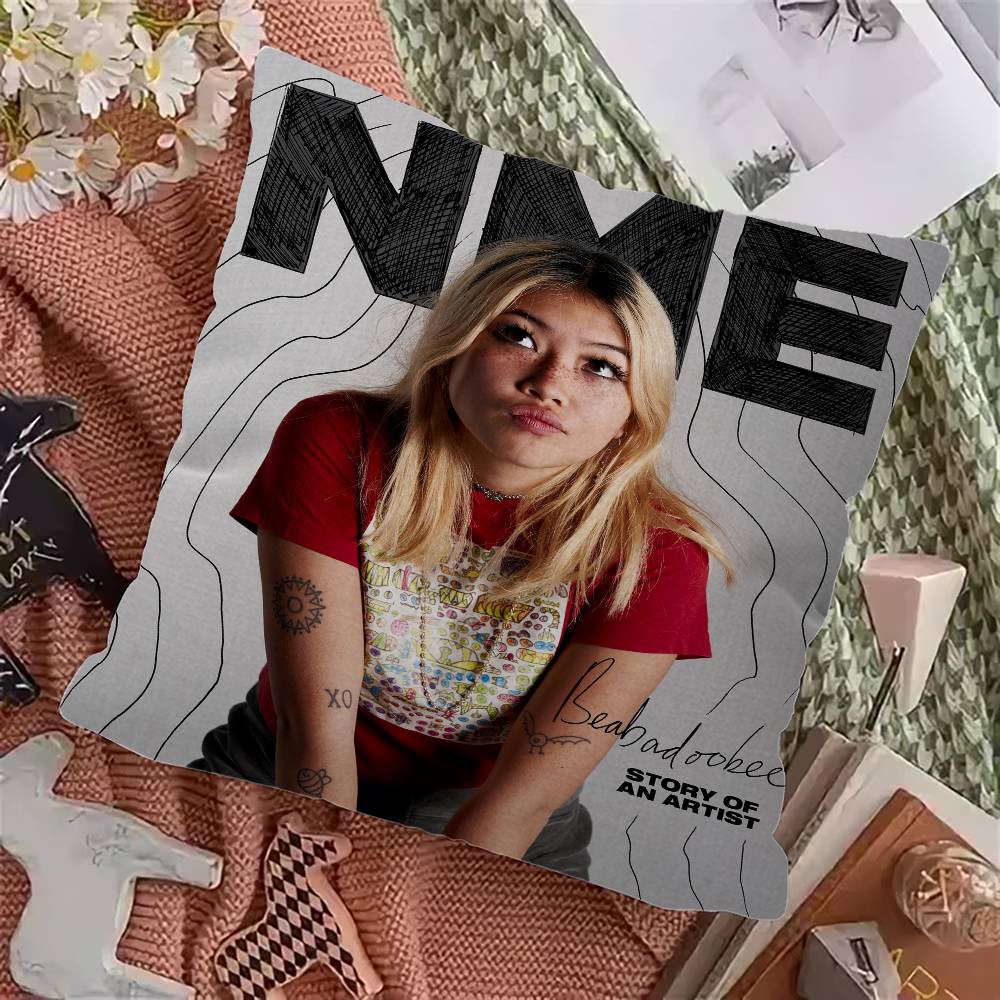 Чехлы на подушки с изображением певицы B-Beabadoobee Мультяшные Декоративные для дивана Домашние Двусторонние Короткий плюш Милый чехол для подушки