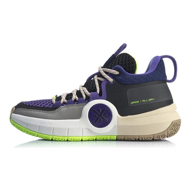 Li Ning ALL DAY 4 ALL DAY 4 Пэчворк Амортизация Нескользящая Средняя высота Баскетбольные кроссовки Мужские кроссовки ABPP025-7