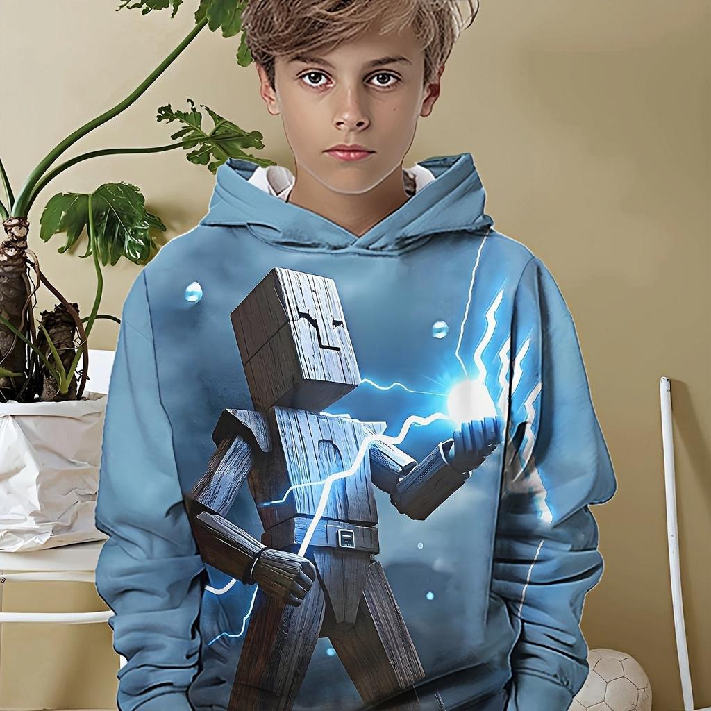 Minimalist Printed Lightning Pattern Base Sweater Knitted Fabric, Casual Round Neck Long Sleeved Pullover Sweatshirt