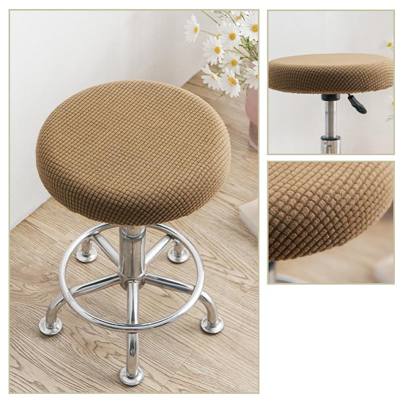 Slipcover Bar Stool Cover Round Chair Cover Anti-Dirty Solid Seat Cushion Protector Removable Stool