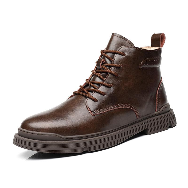Newest Brand 2022 Autumn Genuine Leather Chelsea Boots For Men High Top Casual Shoes Retro Fashion Lace Up Martin Boots Men Shoes