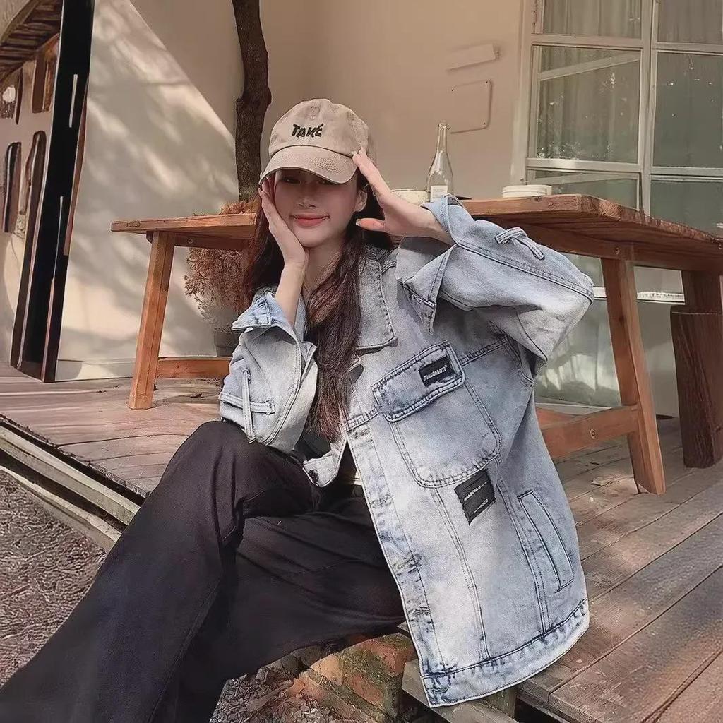 Весна и осень 2024 Ретро корейская свободная джинсовая куртка для женщин