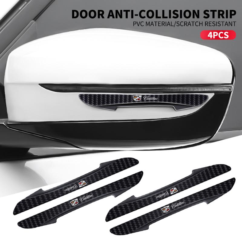 4pcs Car Logo Door Anti-Collision Protective Strip Sticker For Cadillac Logo Escalade CTS ATS SRX XTS XT5 STS CT5 CT6 BLS XLR