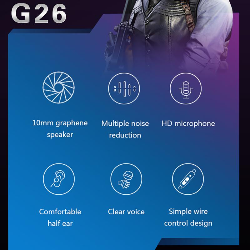 G26 Проводная игровая гарнитура с разъемом 3,5 мм и микрофоном для мобильного телефона и компьютера