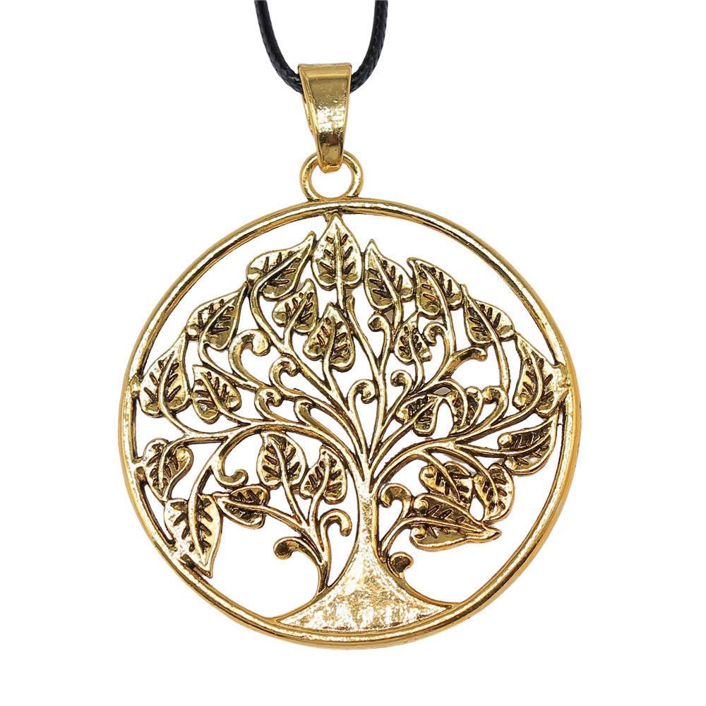 Антикварный кулон-ожерелье "Древо Жизни" Nature Boho Statement Jewelry 45см Кожаная цепочка
