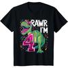 4 Year Old T Rex Dinosaur 4nd Birthday Girl T-Shirt