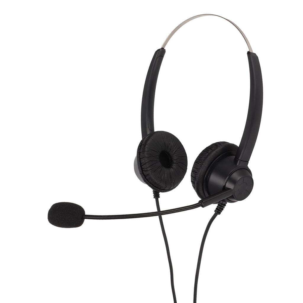 Customer Service Headset Noise Cancelling RJ9 Plug Binaural Wired Telephone Headphone with Mic for VOIP Phones