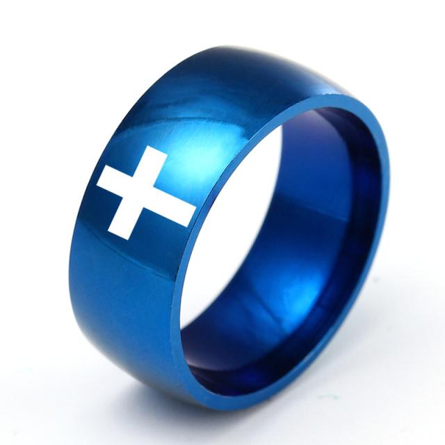 6mm 8mm Stainless Steel Cross Ring Christian Jesus Christ Lord Prayer For Men And Women