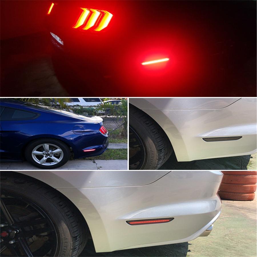 1Set Smoked Lens Rear Side Marker Lamps w/Red LED Lights Fit For 2015+ Ford Mustang