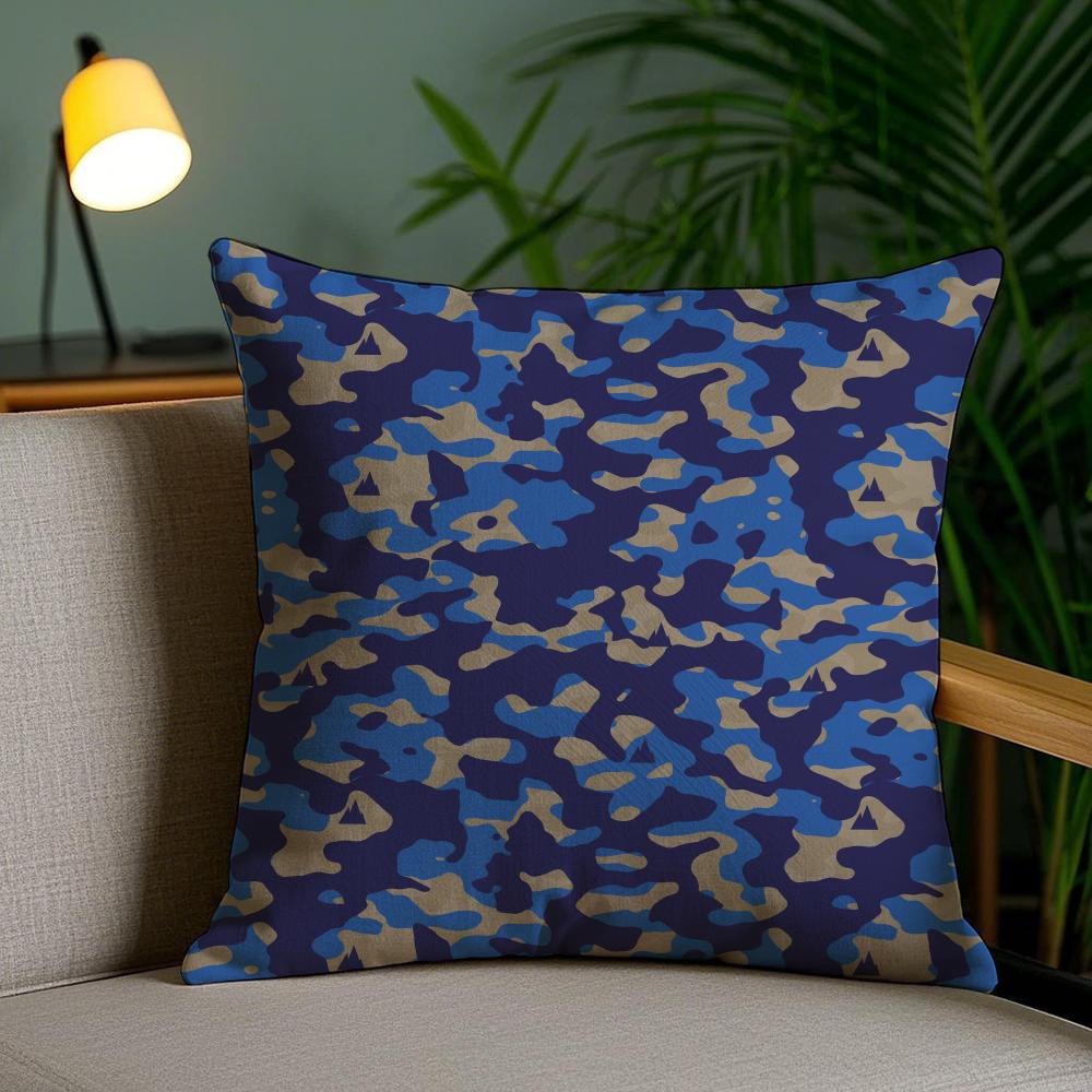 Classic Camo Pattern Cushion Cover Soft Plush Fabric DoubleSided Printed Sofa Cushion Cover for All Seasons Home Decor Gift